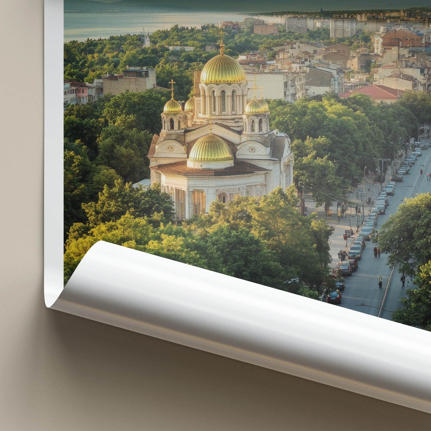 Varna Poster - Bulgaria Travel Print - Cityscape Golden Church Wall Decor