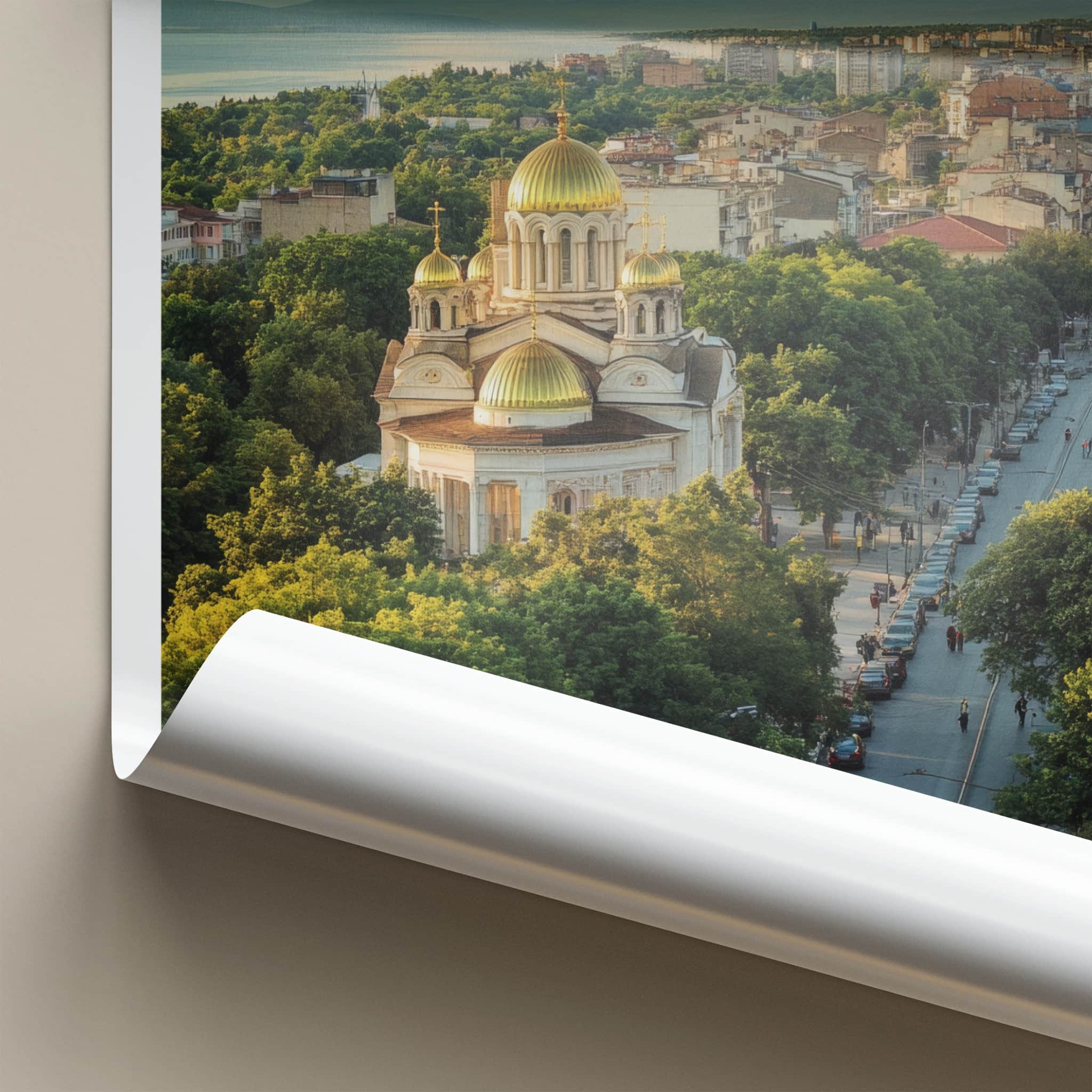 Varna Poster - Bulgaria Travel Print - Cityscape Golden Church Wall Decor