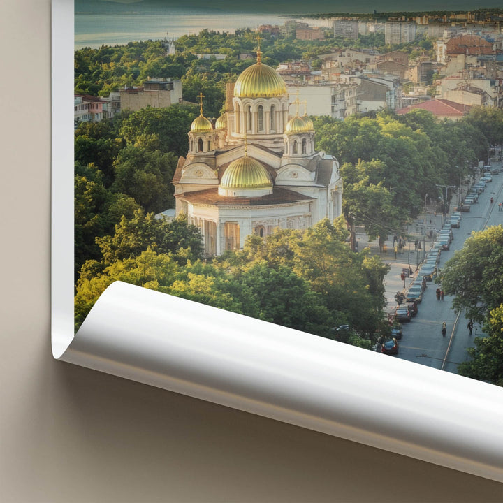 Varna Poster - Bulgaria Travel Print - Cityscape Golden Church Wall Decor