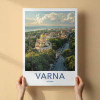 Varna Poster - Bulgaria Travel Print - Cityscape Golden Church Wall Decor