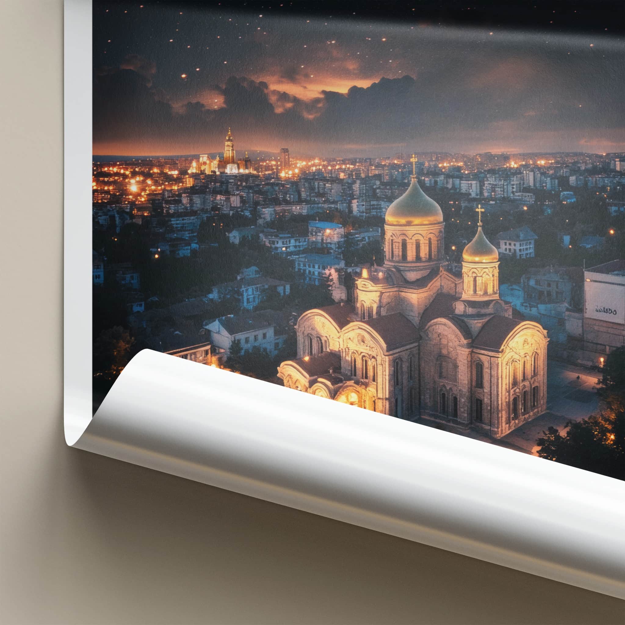Varna Poster - Bulgaria Wall Art - Orthodox Cathedral Night Home Decor