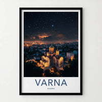 Varna Poster - Bulgaria Wall Art - Orthodox Cathedral Night Home Decor