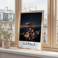 Varna Poster - Bulgaria Wall Art - Orthodox Cathedral Night Home Decor