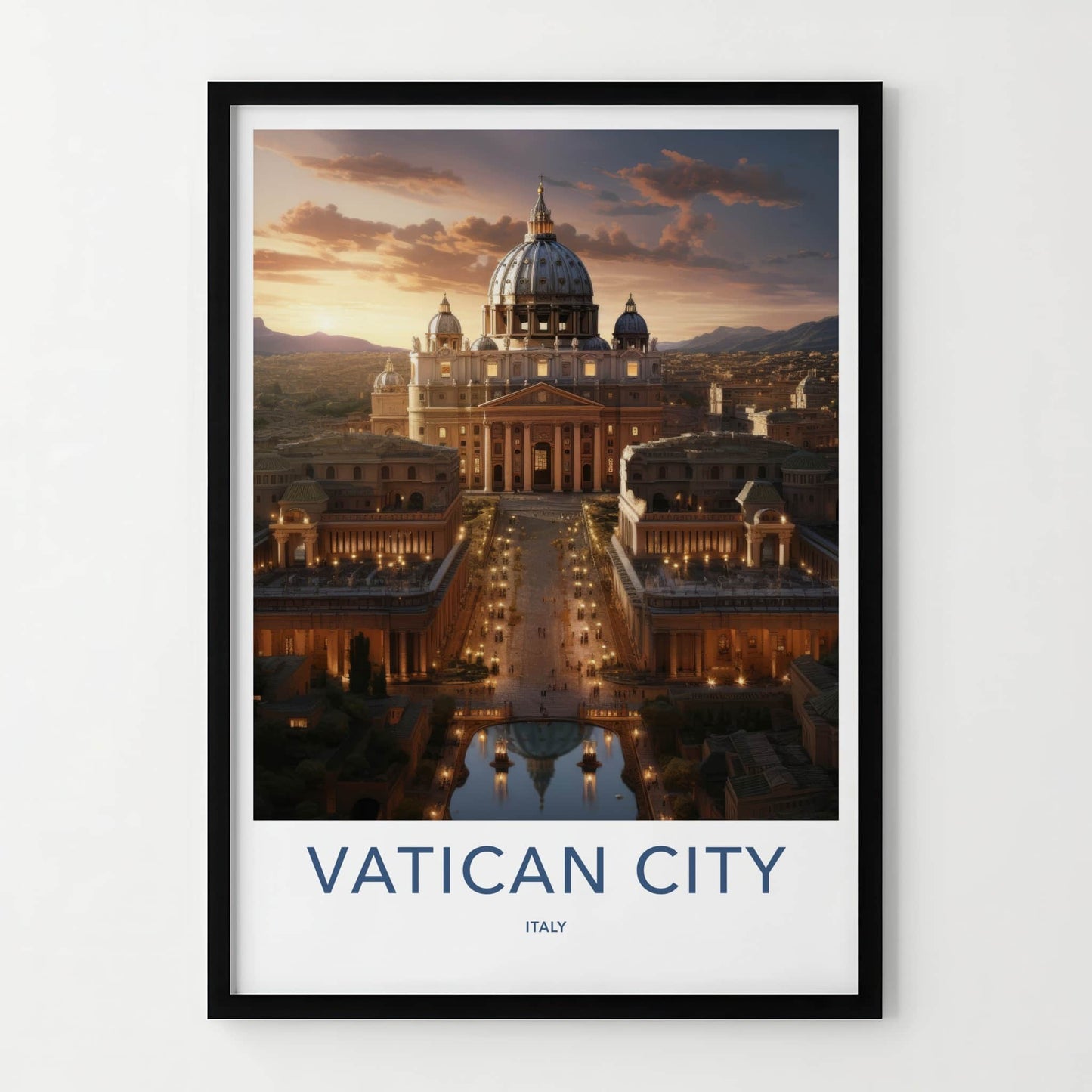 Vatican City Poster - Italy Travel Art - Grand Basilica Sunset Home Decor
