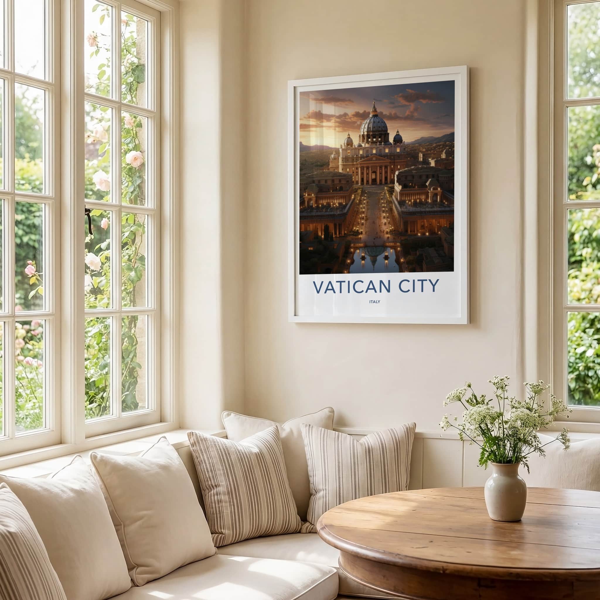 Vatican City Poster - Italy Travel Art - Grand Basilica Sunset Home Decor