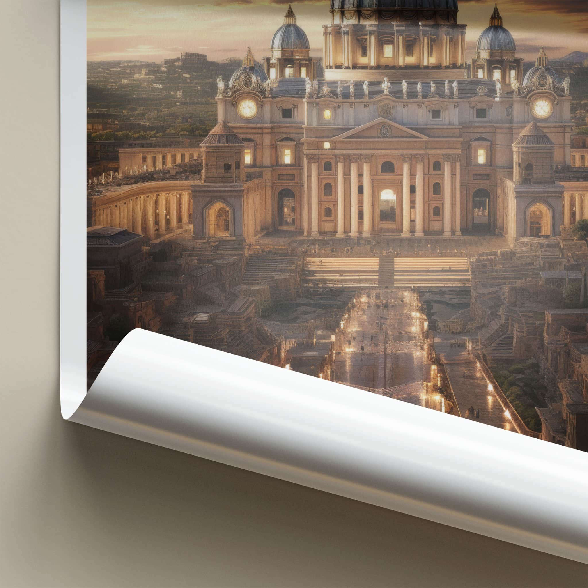 Vatican City Poster - Italy Travel Art - Grand Basilica Sunset Home Decor