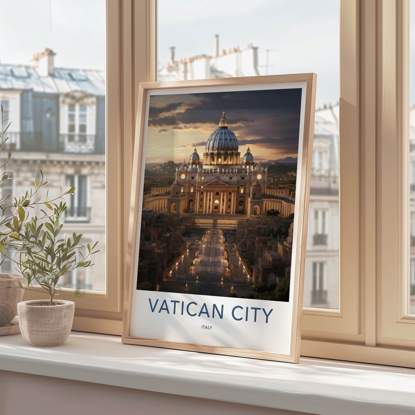 Vatican City Poster - Italy Travel Art - Grand Basilica Sunset Home Decor