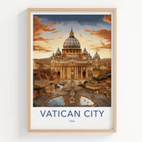 Vatican City Poster - Italy Wall Art - Grand Basilica Sunset Home Decor
