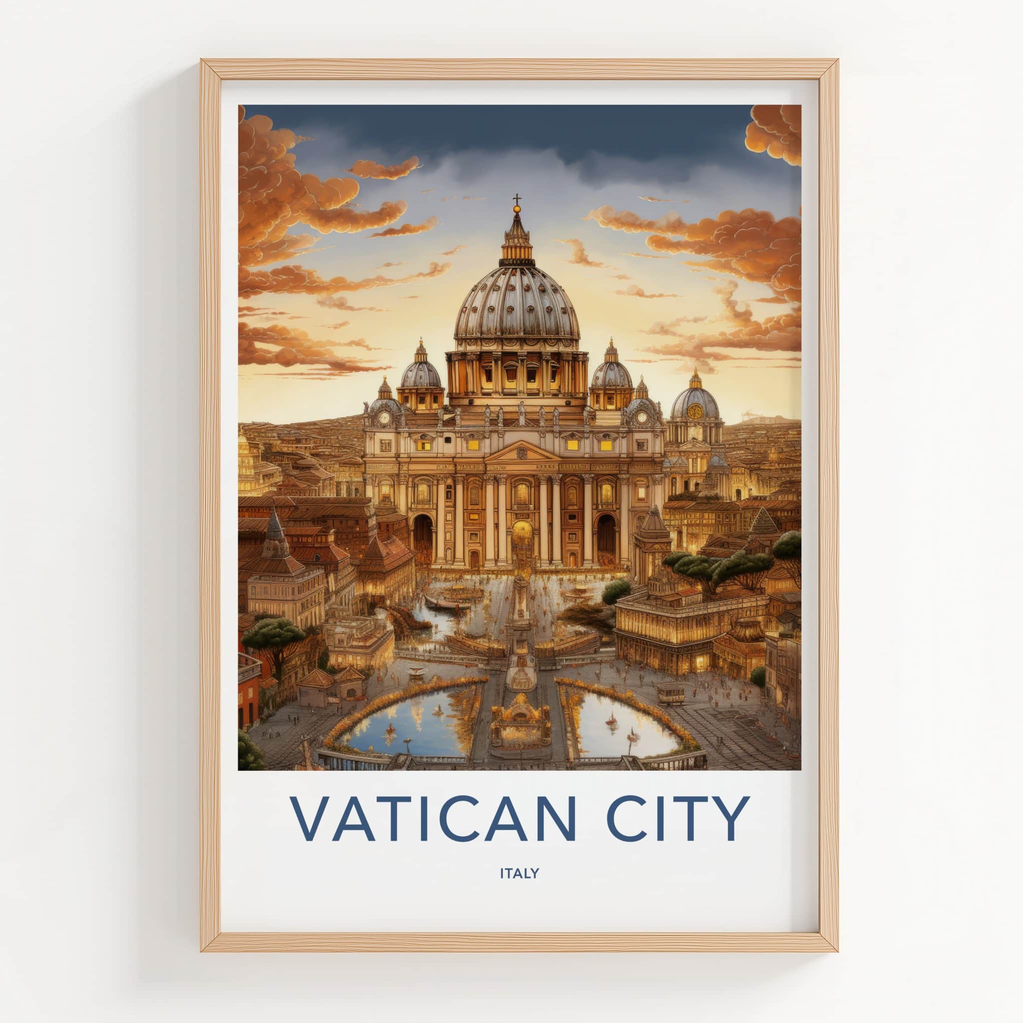 Vatican City Poster - Italy Wall Art - Grand Basilica Sunset Home Decor