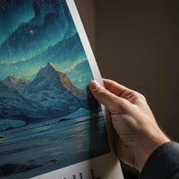 Vatnajokull Poster - Iceland Travel Art - Aurora Glacier Mountains Home Decor
