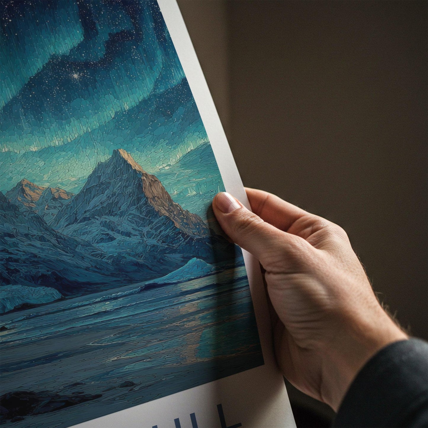 Vatnajokull Poster - Iceland Travel Art - Aurora Glacier Mountains Home Decor