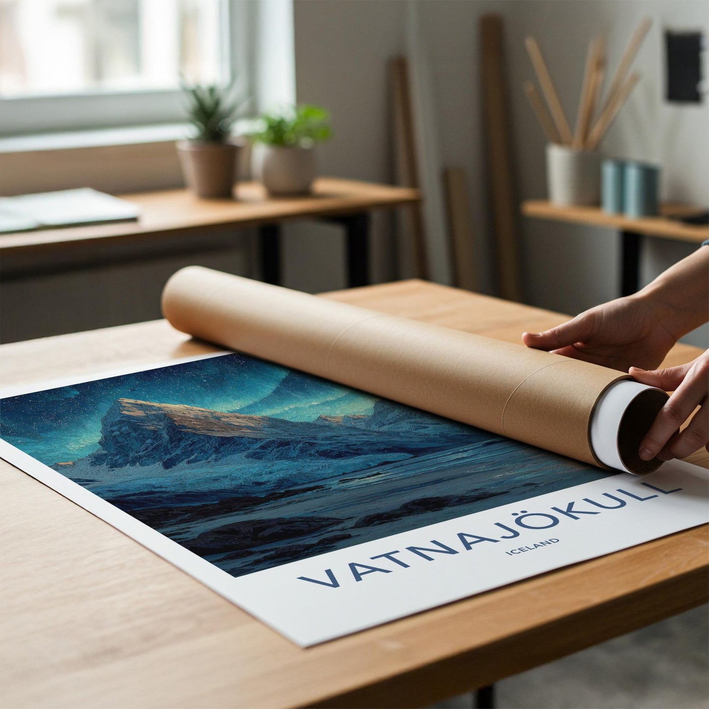 Vatnajokull Poster - Iceland Travel Art - Aurora Glacier Mountains Home Decor