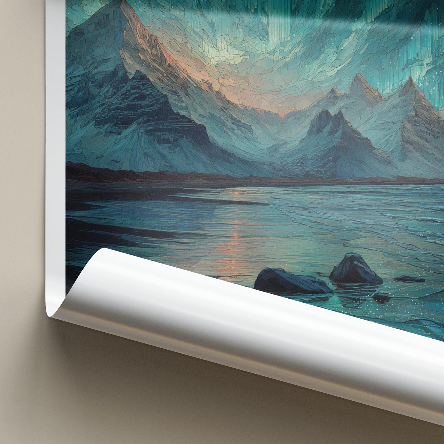 Vatnajokull Poster - Iceland Travel Art - Aurora Mountains Lake Home Decor