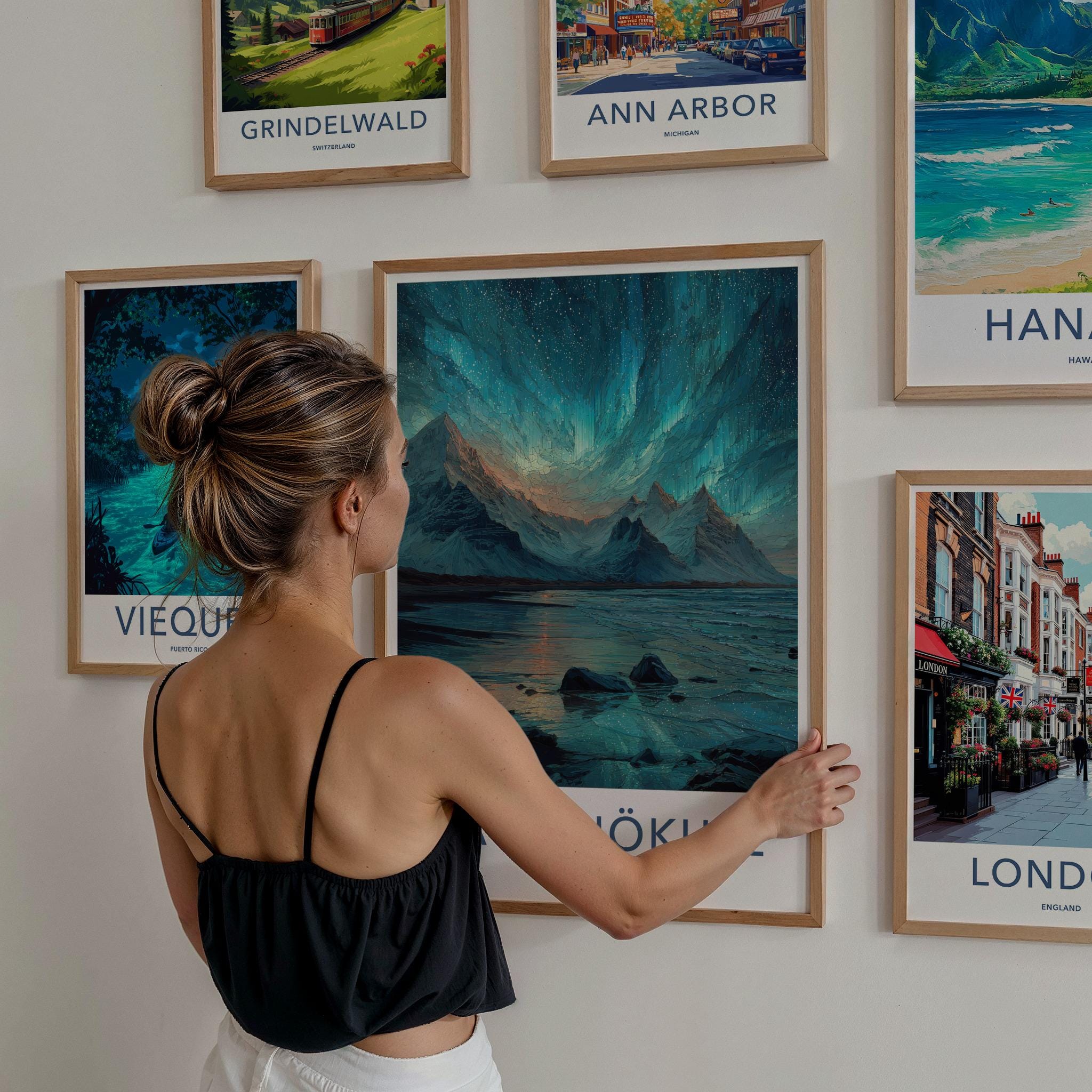 Vatnajokull Poster - Iceland Travel Art - Aurora Mountains Lake Home Decor