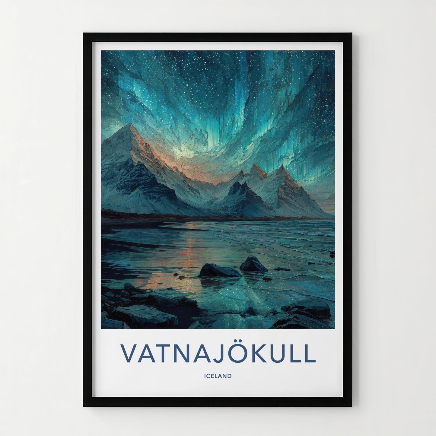 Vatnajokull Poster - Iceland Travel Art - Aurora Mountains Lake Home Decor