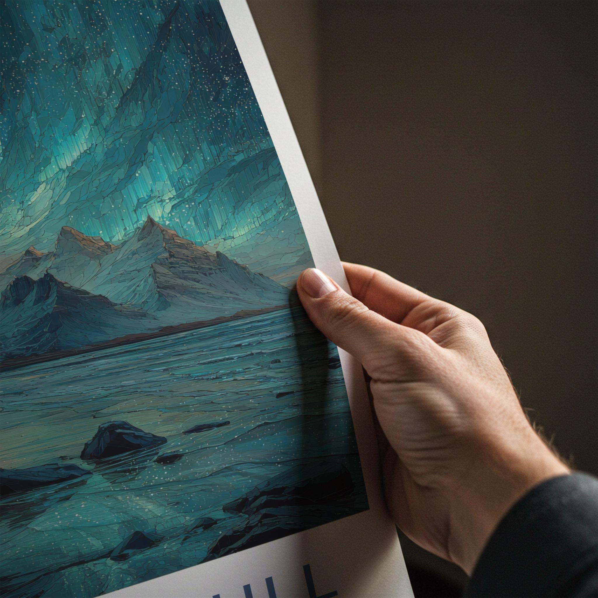 Vatnajokull Poster - Iceland Travel Art - Aurora Mountains Lake Home Decor