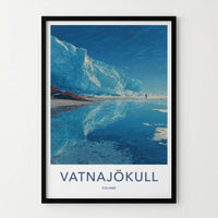 Vatnajokull Poster - Iceland Travel Art - Glacial Iceberg Person Home Decor