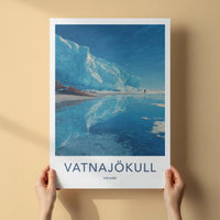 Vatnajokull Poster - Iceland Travel Art - Glacial Iceberg Person Home Decor