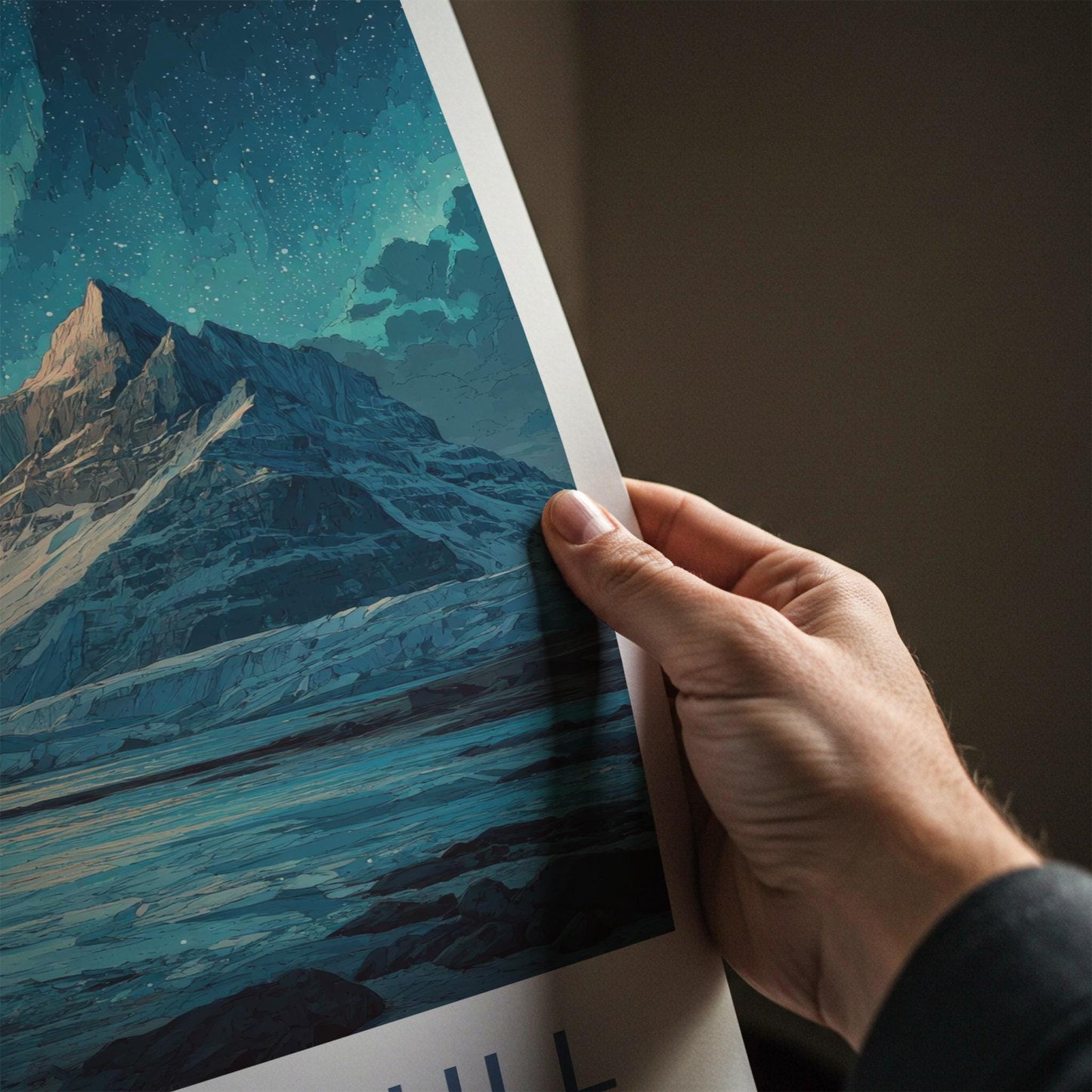 Vatnajokull Poster - Iceland Travel Art - Northern Lights Glacier Home Decor