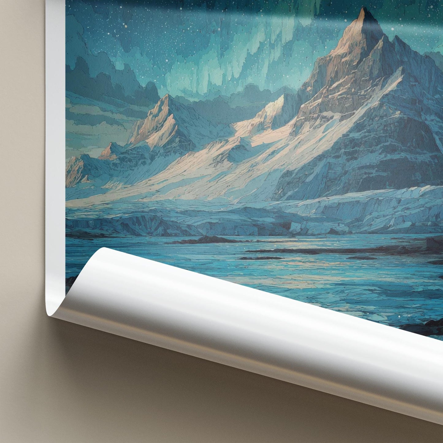 Vatnajokull Poster - Iceland Travel Art - Northern Lights Glacier Home Decor