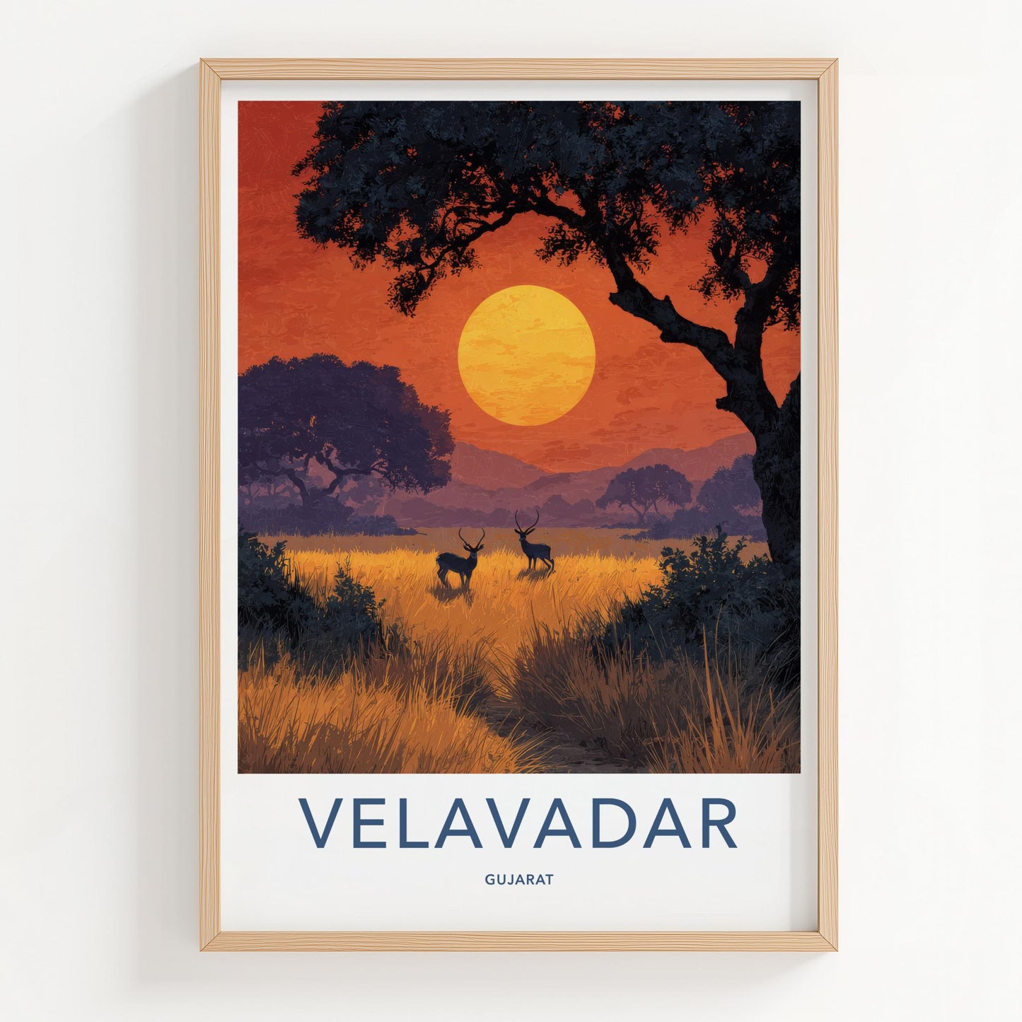 Velavadar Poster - India Art Print - Gujarat Blackbuck Golden Horizon Gift