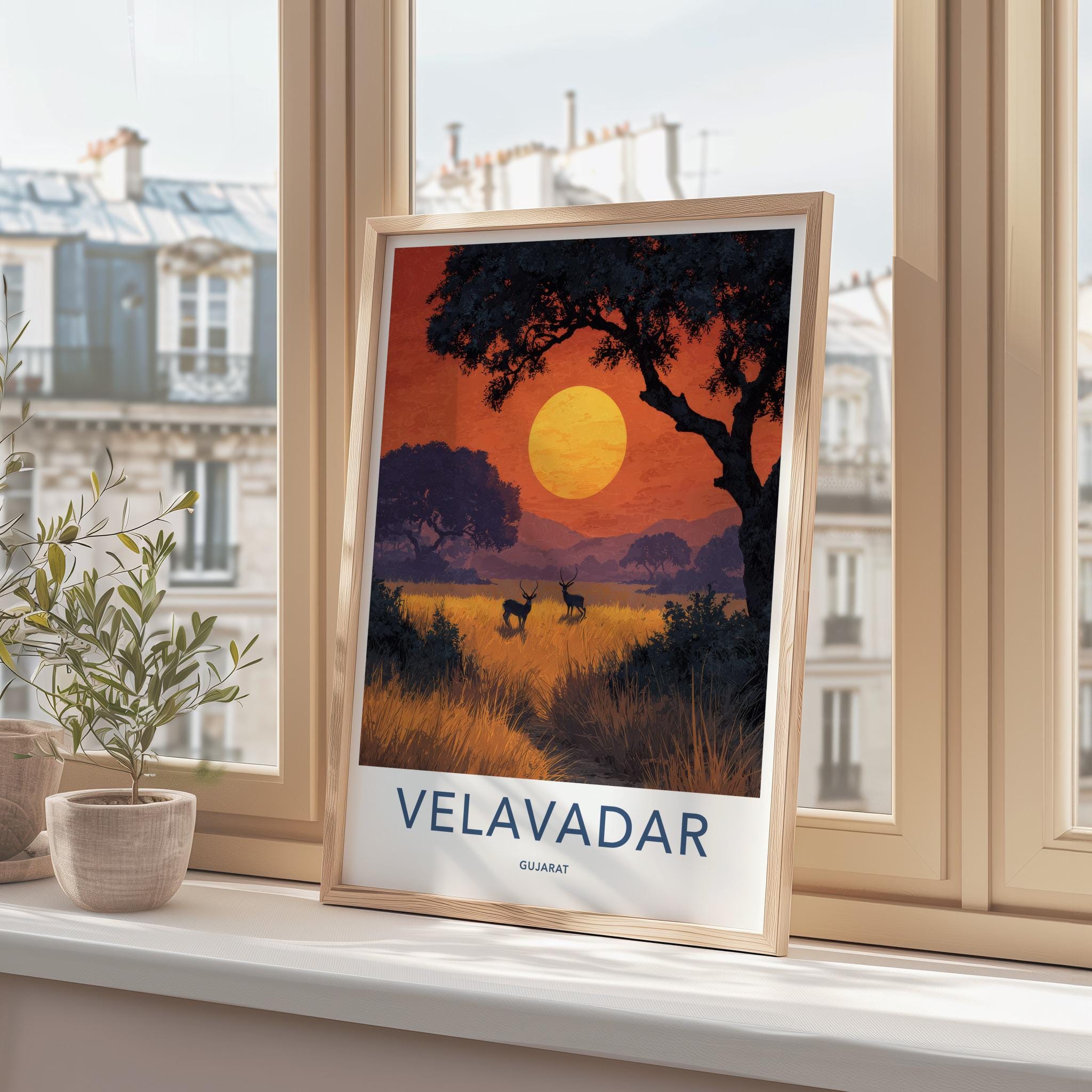 Velavadar Poster - India Art Print - Gujarat Blackbuck Golden Horizon Gift