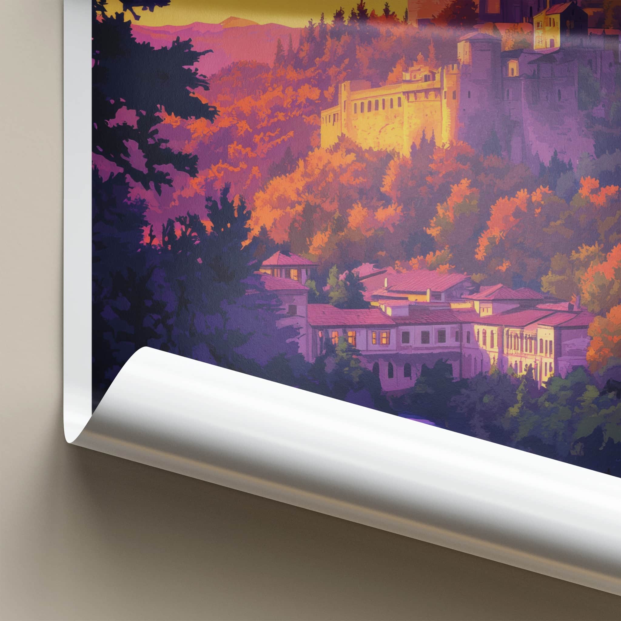 Veliko Tarnovo Poster - Bulgaria Travel Art - Historic City Sunset Home Decor