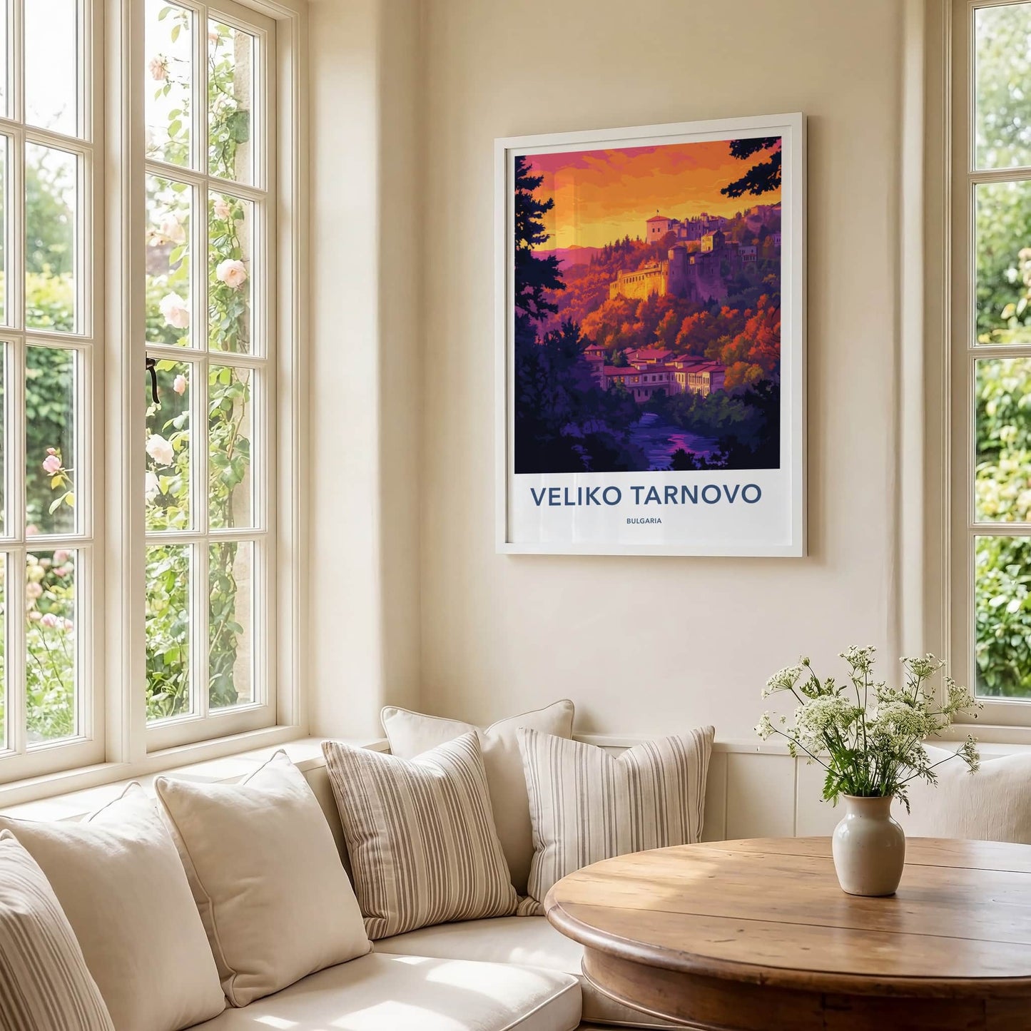 Veliko Tarnovo Poster - Bulgaria Travel Art - Historic City Sunset Home Decor