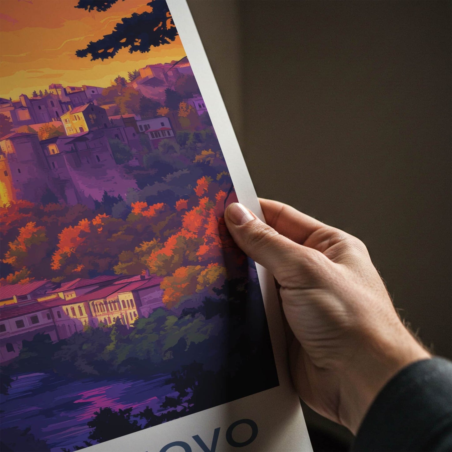 Veliko Tarnovo Poster - Bulgaria Travel Art - Historic City Sunset Home Decor
