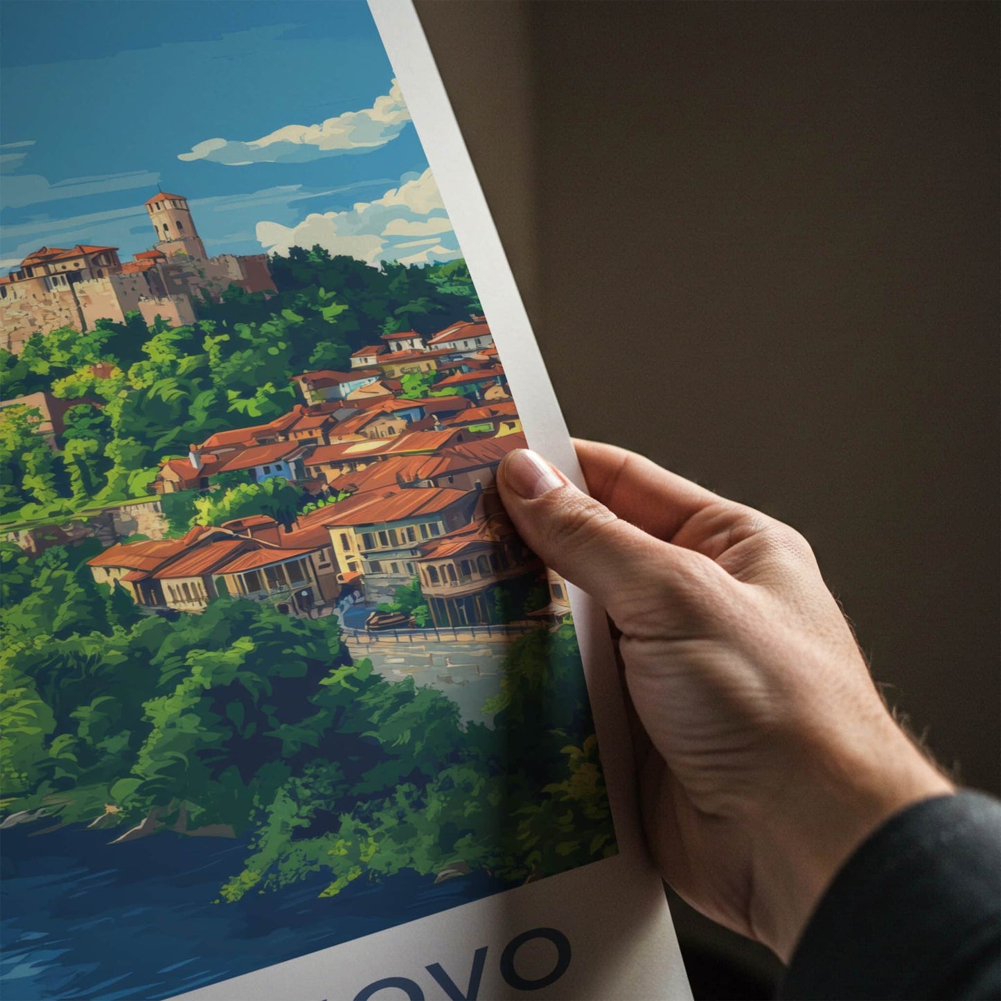 Veliko Tarnovo Poster - Bulgaria Travel Art - Historic Hilltop Town Home Decor