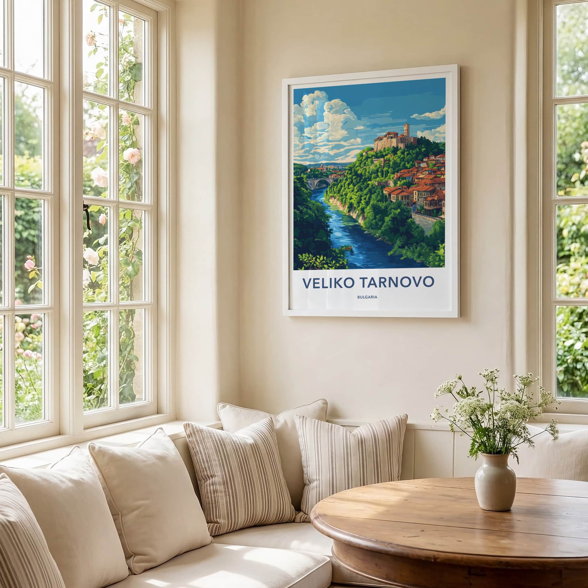 Veliko Tarnovo Poster - Bulgaria Travel Art - Historic Hilltop Town Home Decor