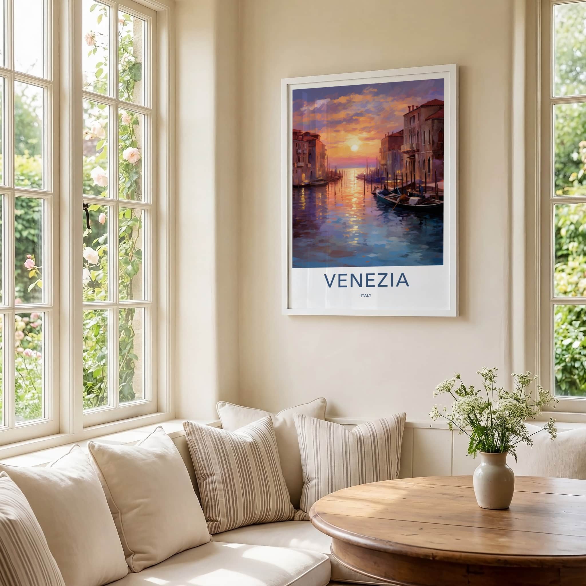 Venezia Poster - Italy Art Print - Vibrant City Sunset Home Decor