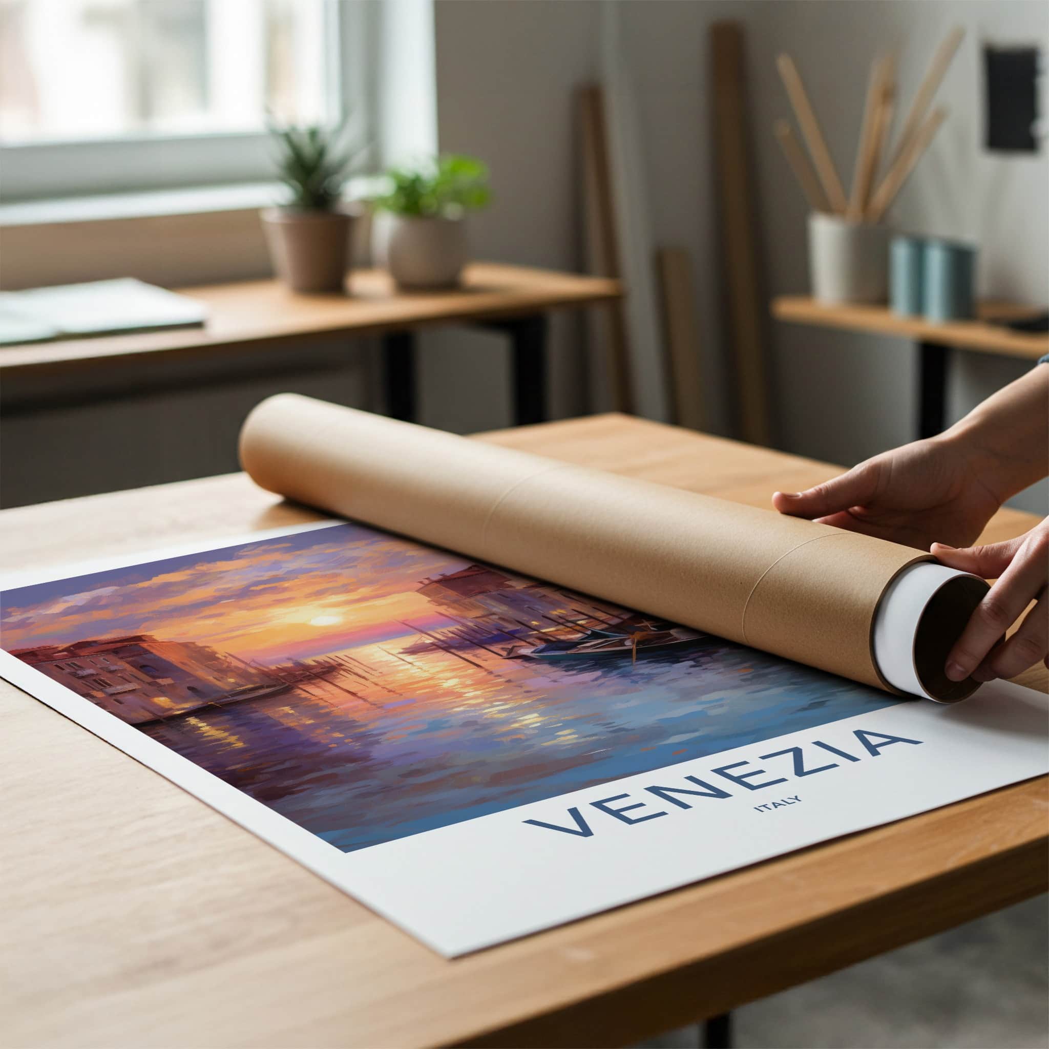 Venezia Poster - Italy Art Print - Vibrant City Sunset Home Decor