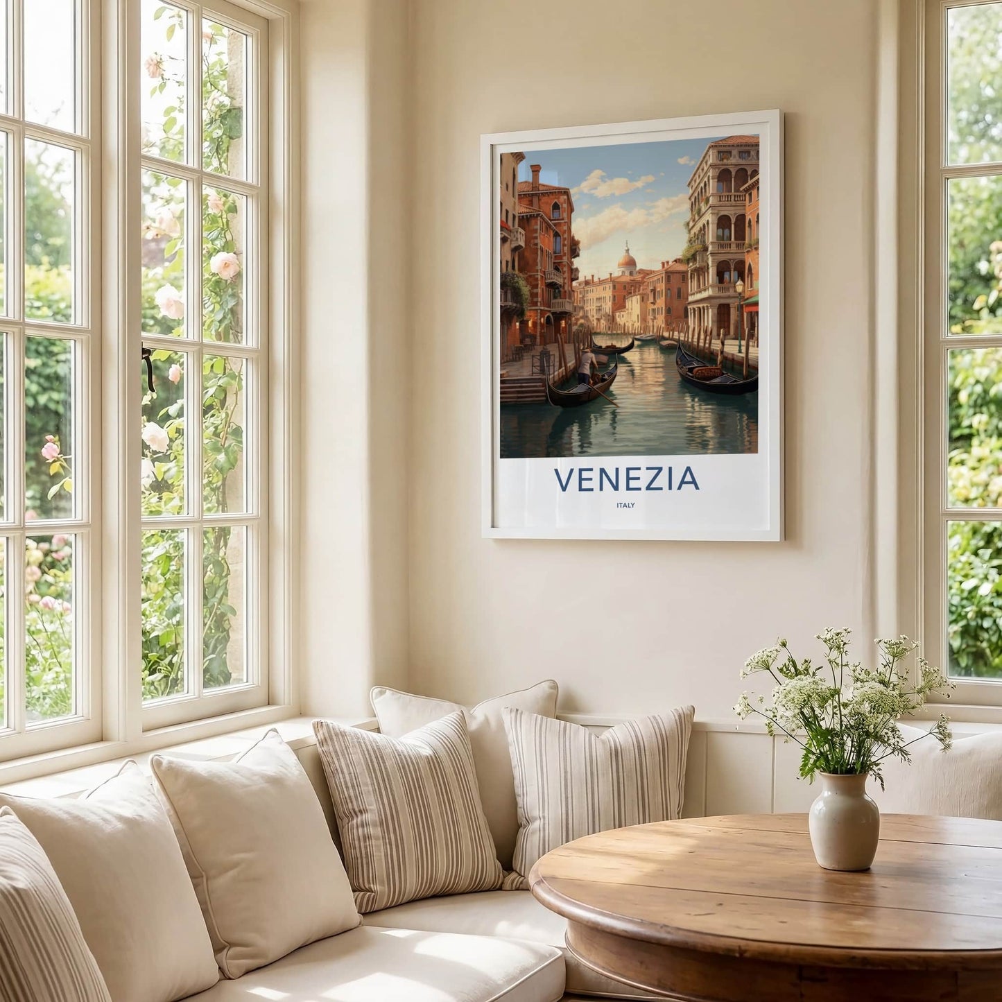 Venezia Poster - Italy Travel Art - Historic Canal Gondolas Home Decor