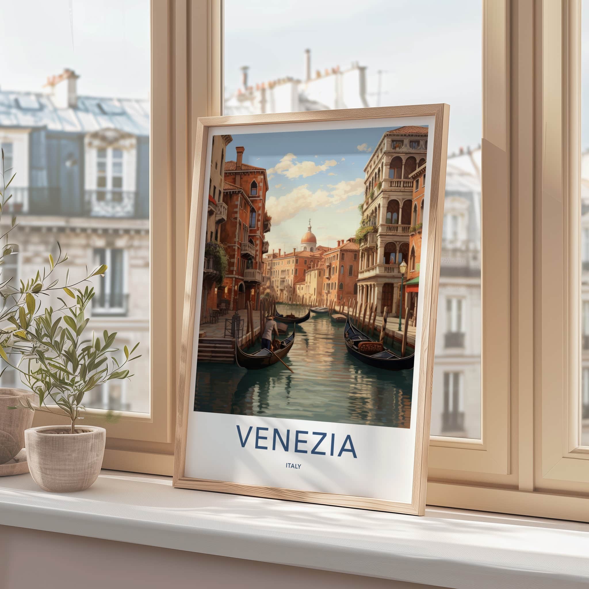 Venezia Poster - Italy Travel Art - Historic Canal Gondolas Home Decor