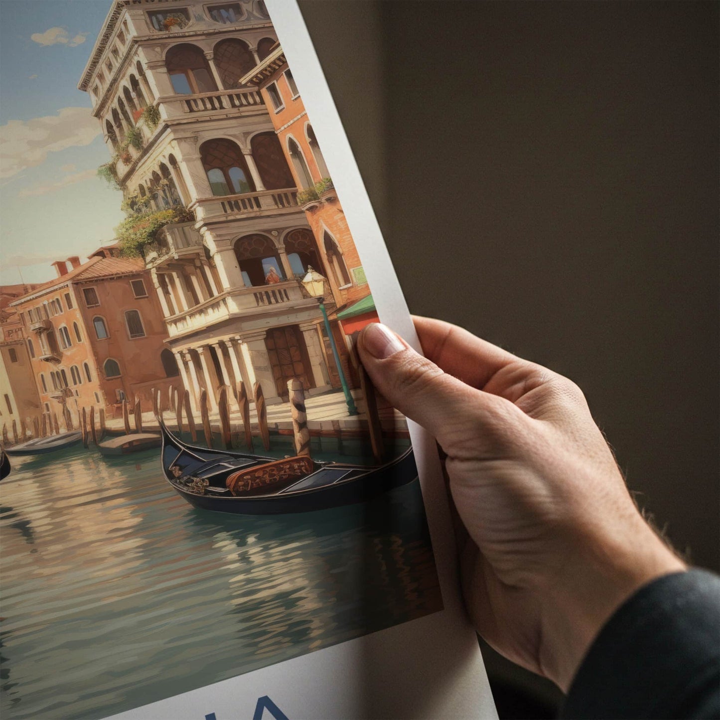 Venezia Poster - Italy Travel Art - Historic Canal Gondolas Home Decor