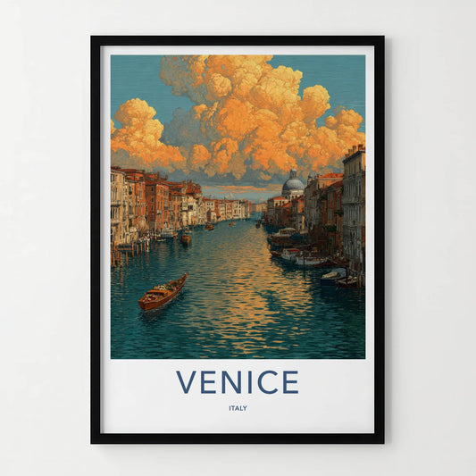 Venice Poster - Italy Art Print - Grand Canal Sunset Wall Decor