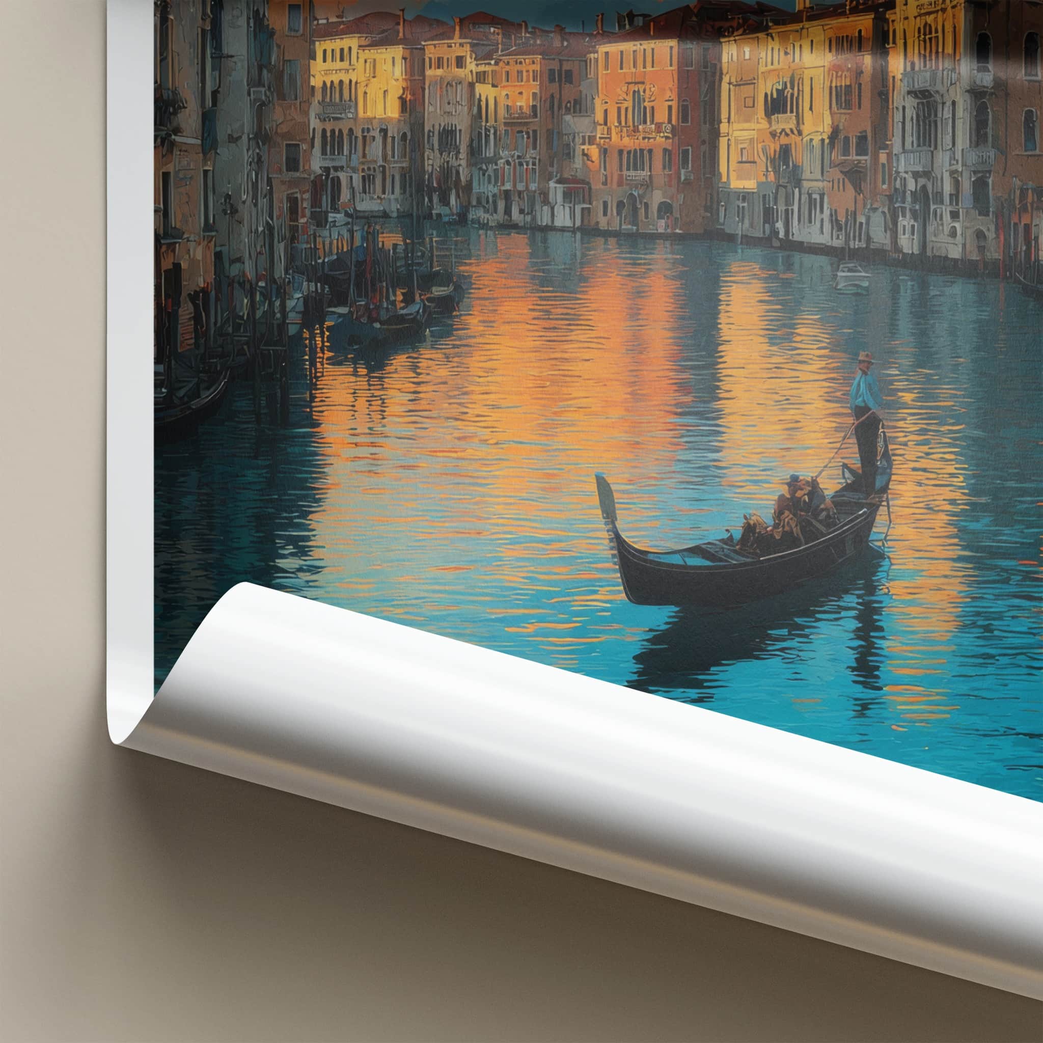 Venice Poster - Italy Framed Art - Sunset Gondola Ride Home Decor