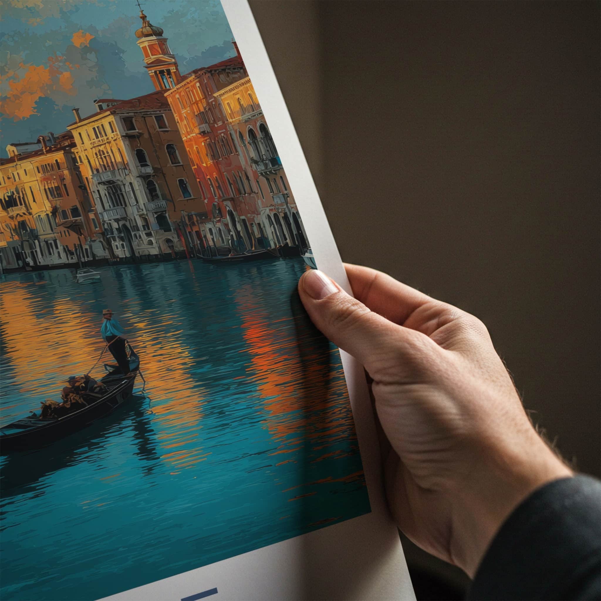 Venice Poster - Italy Framed Art - Sunset Gondola Ride Home Decor