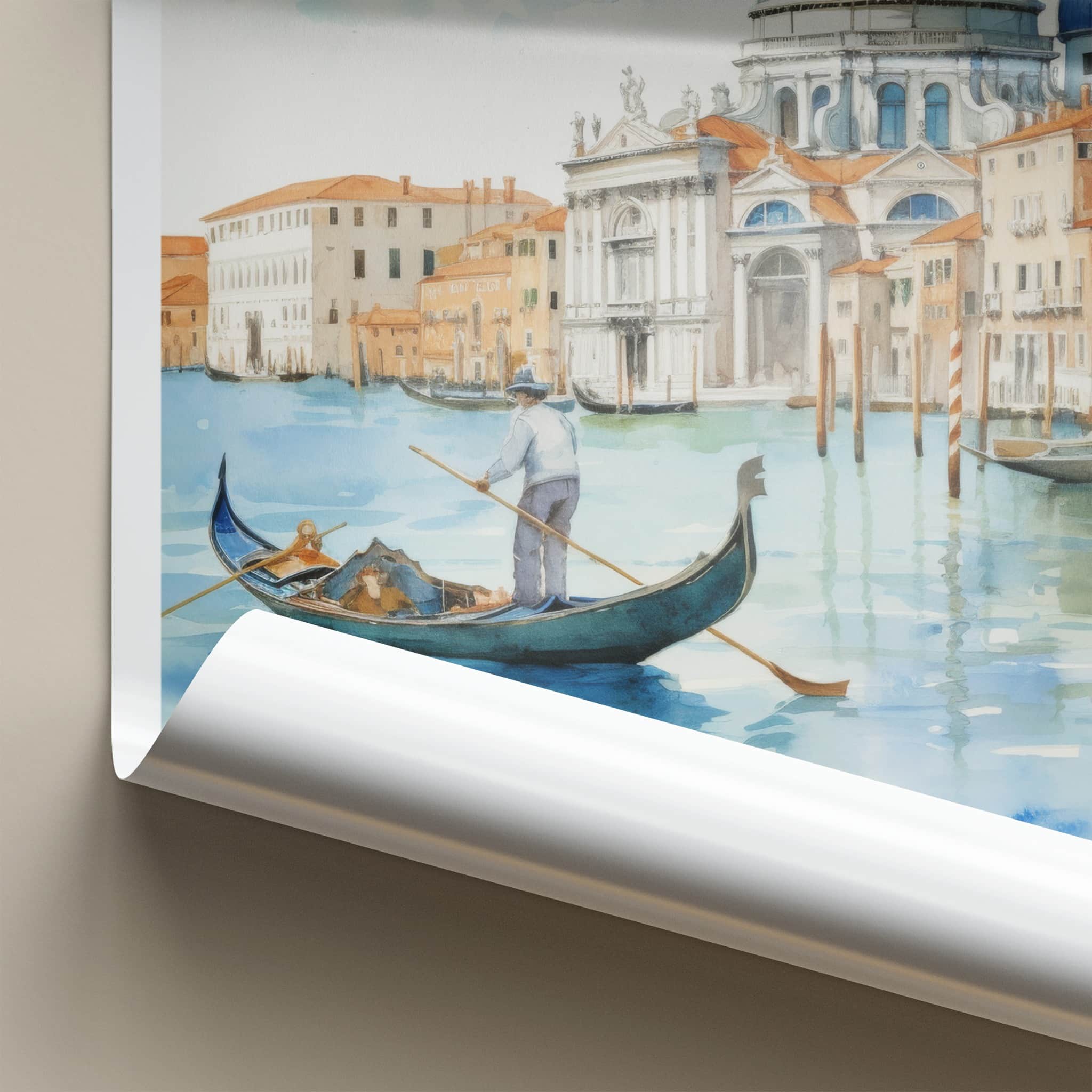 Venice Poster - Italy Framed Print - Gondola Dome Waters Framed Decor