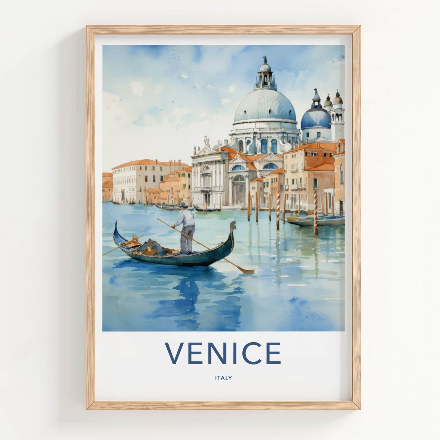 Venice Poster - Italy Framed Print - Gondola Dome Waters Framed Decor