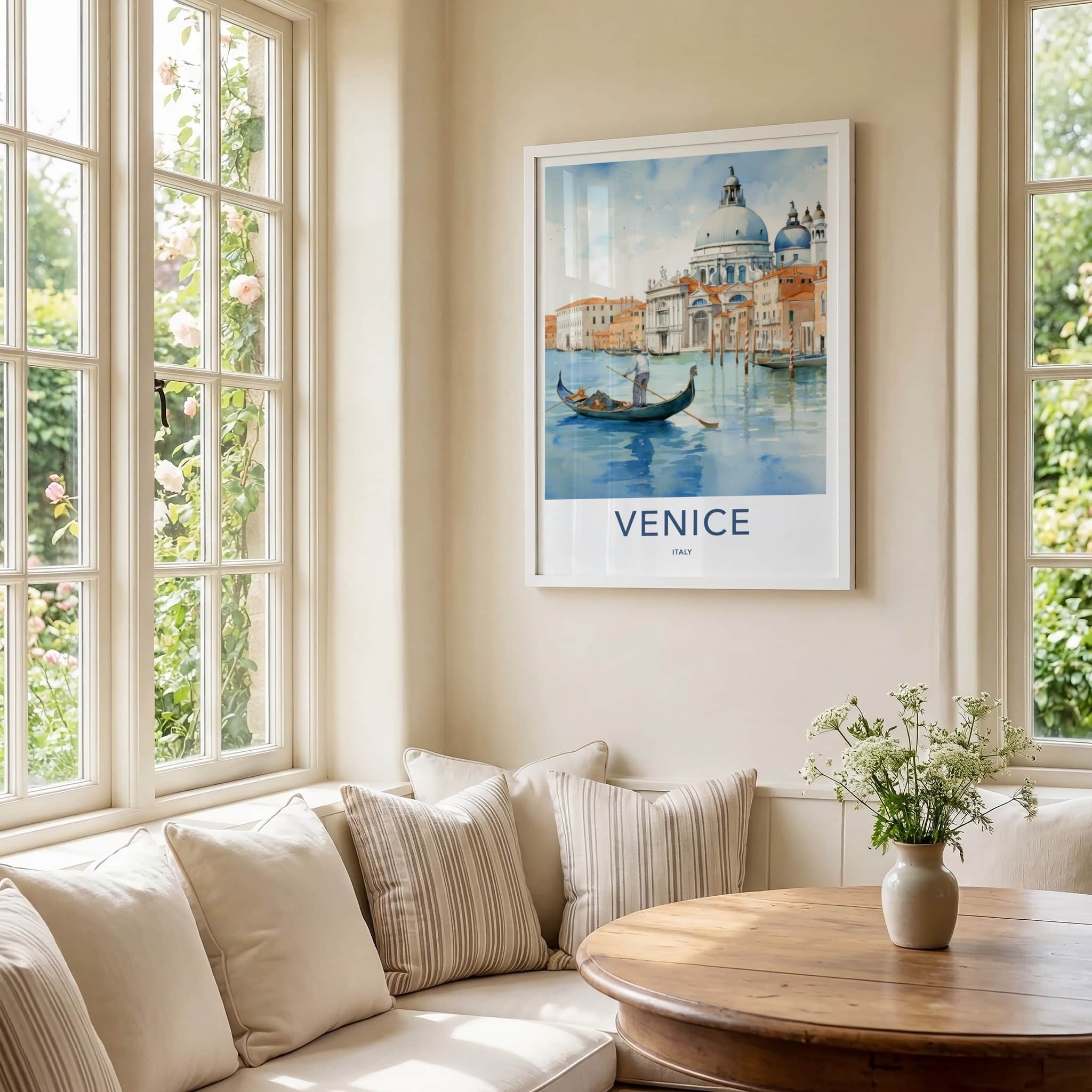 Venice Poster - Italy Framed Print - Gondola Dome Waters Framed Decor