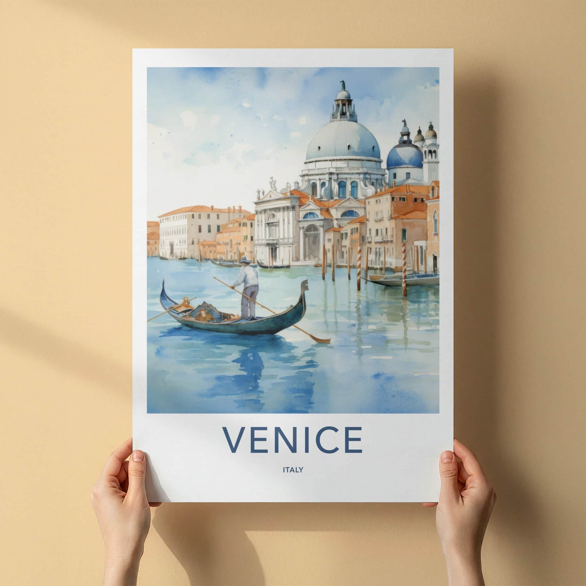 Venice Poster - Italy Framed Print - Gondola Dome Waters Framed Decor
