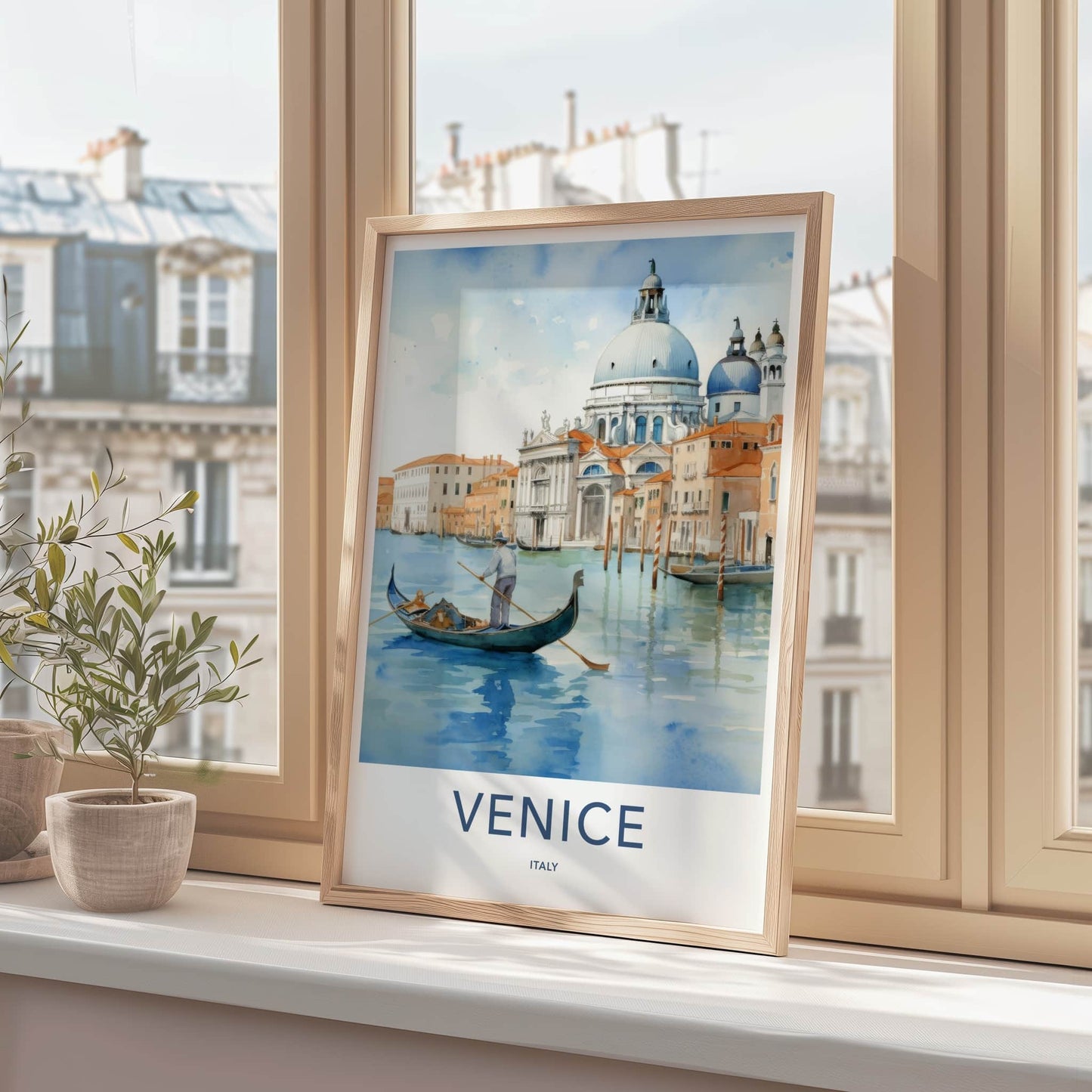 Venice Poster - Italy Framed Print - Gondola Dome Waters Framed Decor