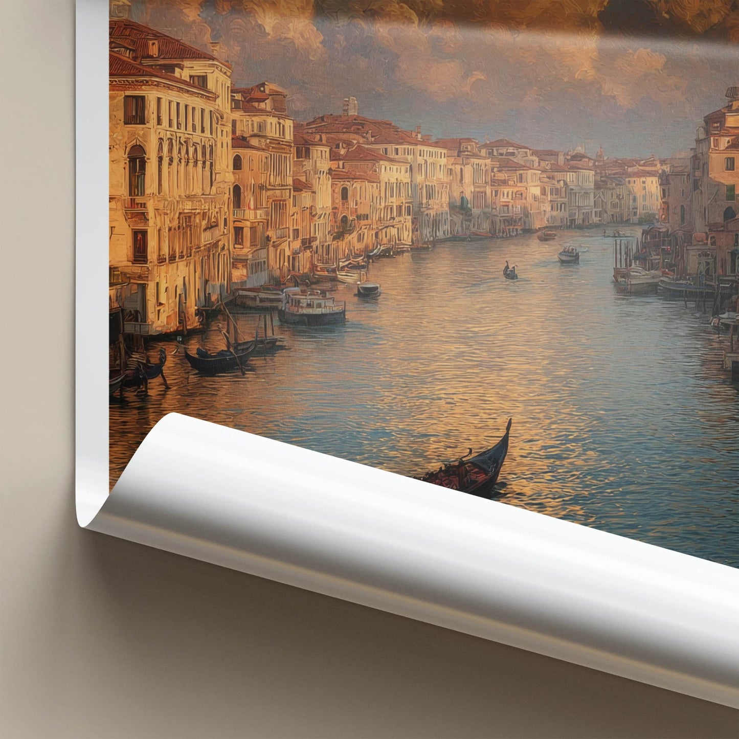 Venice Poster - Italy Travel Art - Cloudy Canal Scene Home Decor