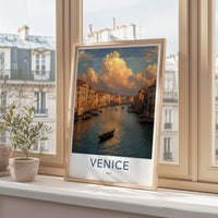 Venice Poster - Italy Travel Art - Cloudy Canal Scene Home Decor