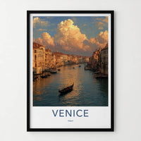 Venice Poster - Italy Travel Art - Cloudy Canal Scene Home Decor
