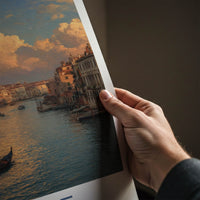 Venice Poster - Italy Travel Art - Cloudy Canal Scene Home Decor