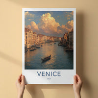 Venice Poster - Italy Travel Art - Cloudy Canal Scene Home Decor