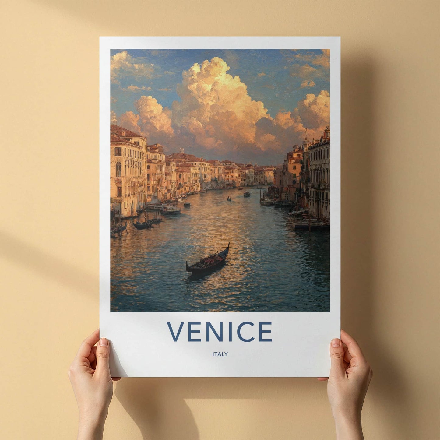 Venice Poster - Italy Travel Art - Cloudy Canal Scene Home Decor
